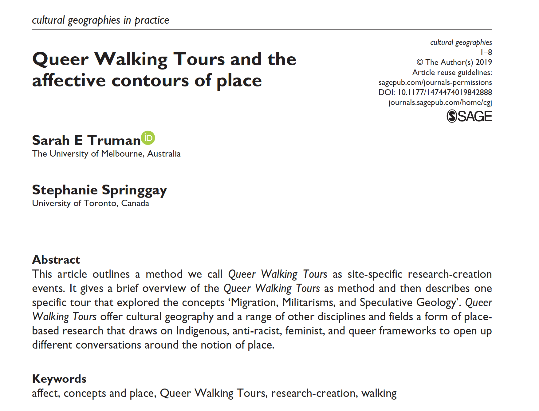 Queer Walking Tours and the affective contours of place